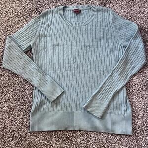 Merona Cable Knit Sweater Women’s Medium Blue Long Sleeve Pullover Classic